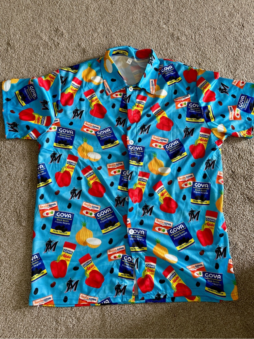 Tropical Goya and Miami Marlins Special Edition Print Button-Up Shirt